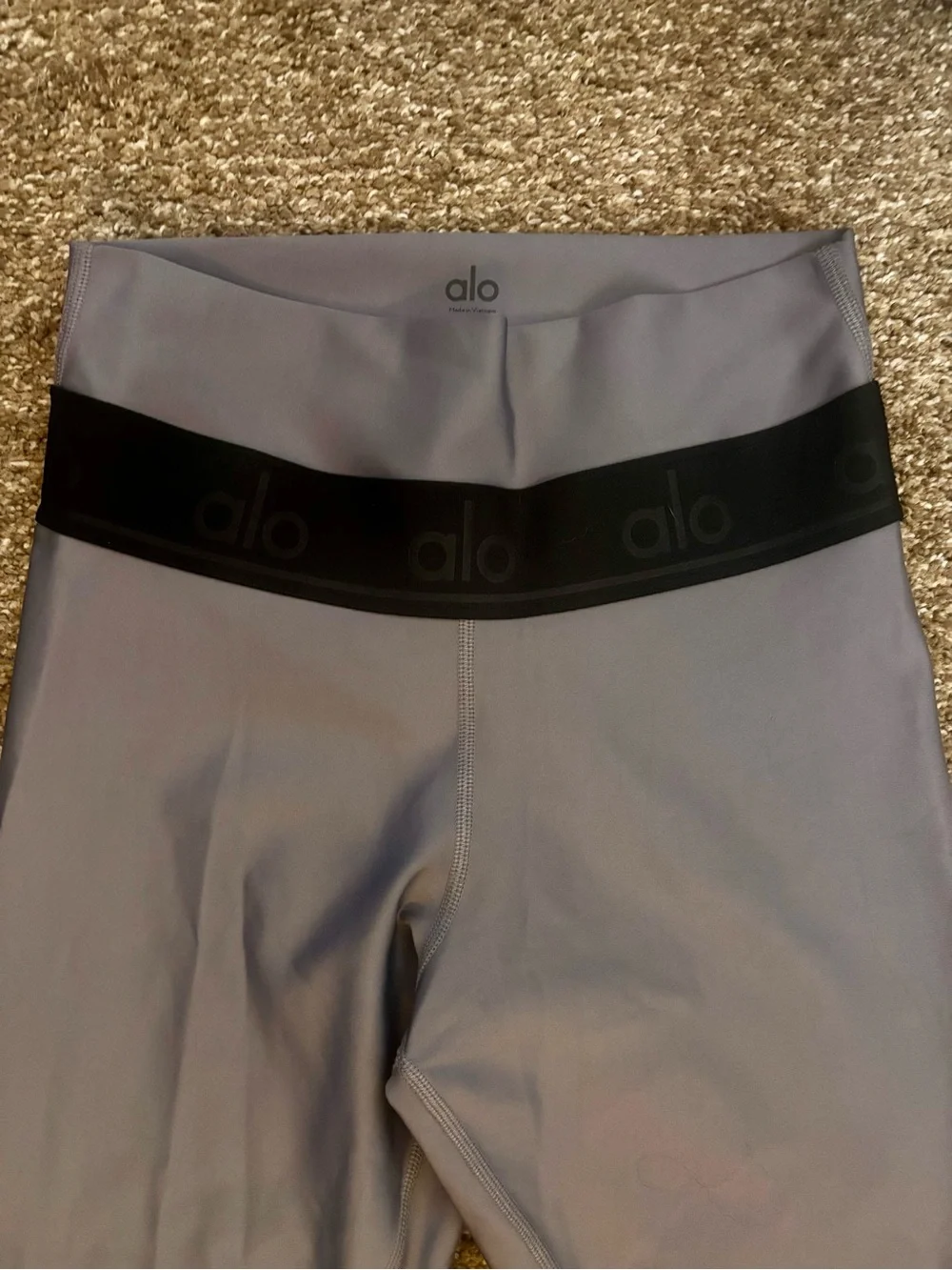 Alo Yoga High Waist Airbrush Leggings Purple Dusk/Black Logo Waistband M